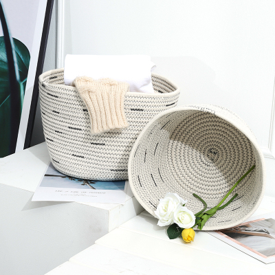 Storage Basket Sets of Two-Curve Needle Cotton String plus Black Thread Storage Basket Clothes Snack Storage Basket