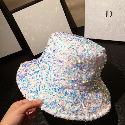 American and American Personality Web celebrity Fisherman Hat Lady Autumn Winter New Korean version of Casual Joker Sequin Basin Hat trend