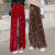 [Full Star] Autumn and winter new droop wide-leg sparkling trousers women's velvet baggy trousers casual mop floor trousers