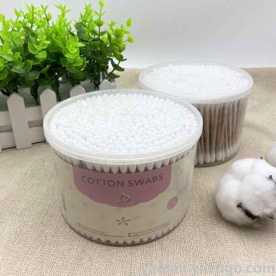 Portable household cotton stick cotton swab large round can cotton tip cleaning and wiping stickcotton swab box