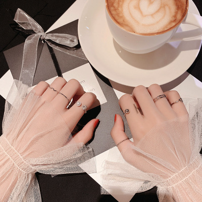 Japan and South Korea Internet Hot Simple Knuckle Ring Female Ins Fashion Personality Adjustable Index Finger Ring Little Finger Ring Suit Combination Ring