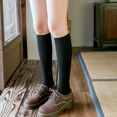 Spring and Autumn Thin calf socks female Ins tide Day Fastens the street Europe and the United States knee black long socks female pure cotton pile socks