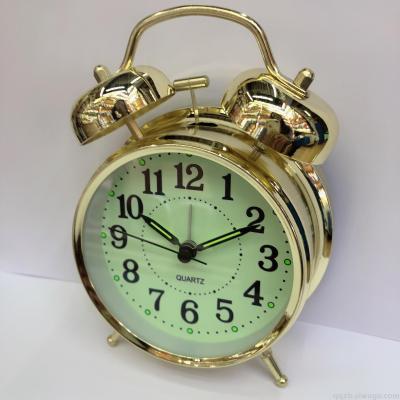 4-Inch European and American Metal Bell Scanning Alarm Clock Modern Simple and Fashionable Luminous Mute Alarm Watch Gift Alarm Clock