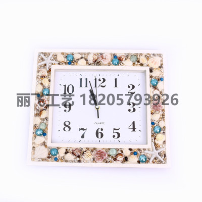 Creative Frame Made of Seashell Wall Clock Stylish and Personalized Office Living Room Clock Wall Hanging Clock Factory Direct Sales