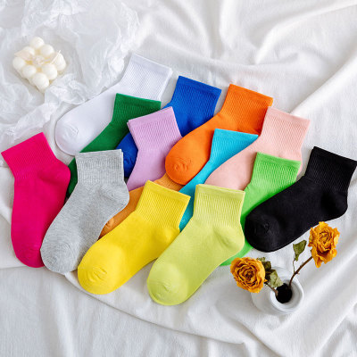 Pure color socks female socks shallow mouth INS tide spring and summer thin Pure cotton short cotton high elastic socks day summer