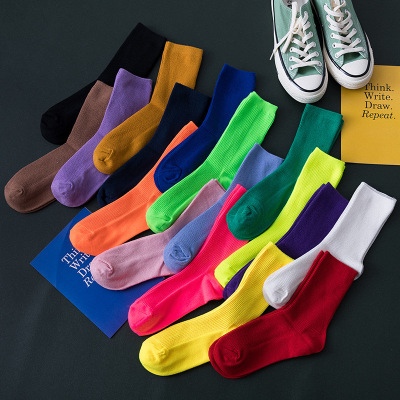 See Colour socks \"women 's middle stockings summer thin Ins wet stockings candy see Colour solid see Colour running socks wholesale socks