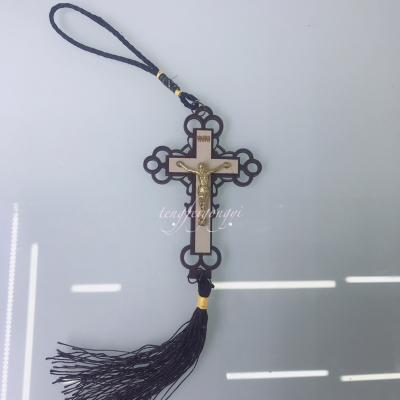 Catholic alloy cross car hanging religious hollow cross pendant