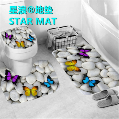 STAR MAT bathroom bathroom three-piece floor mat sponge digital printing door carpet