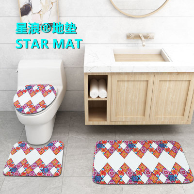 STAR MAT bathroom bathroom three-piece floor mat sponge 3D hd printing three-dimensional carpet