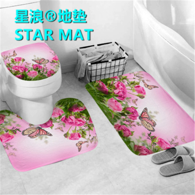 STAR MAT bathroom three-piece floor mat sponge digital printing door carpet