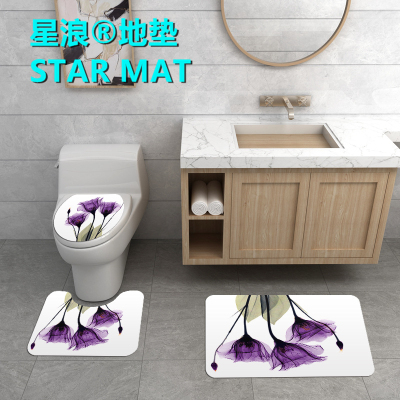 STAR MAT  bathroom bathroom three-piece floor mat sponge digital printing door carpet