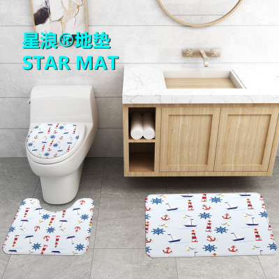 STAR MAT bathroom three-piece floor mat sponge 3D hd printing three-dimensional carpet