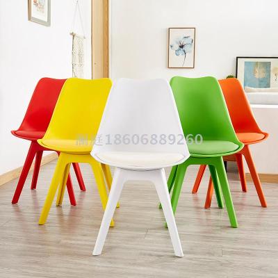 Full plastic chair Tulip dining chair fashionable back chair Eames plastic chair for outdoor use