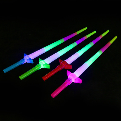 Music four sticks Plastic floor glow toy cross-border telescopic glow stick Taobao hot style toy sword wholesale