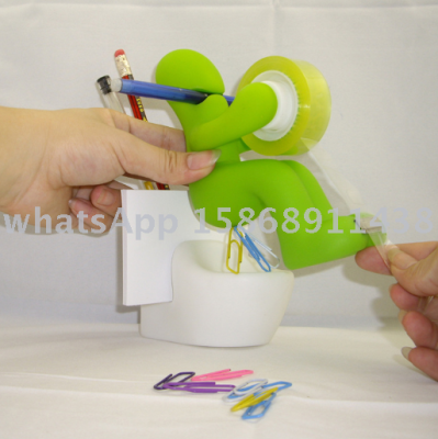 Multi-functional creative toilet tape seat pen holder with revolving needle clip toilet paper seat