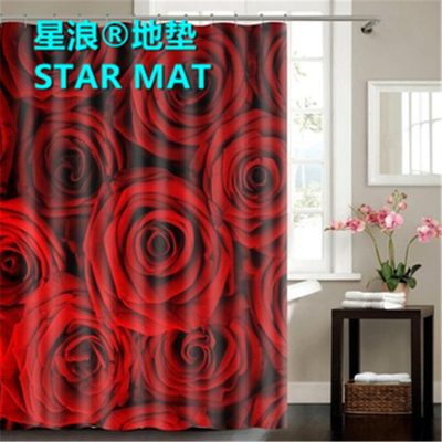 STAR MAT 3D digital shower curtain polyester waterproof printing customized three-piece floor mat shower curtain