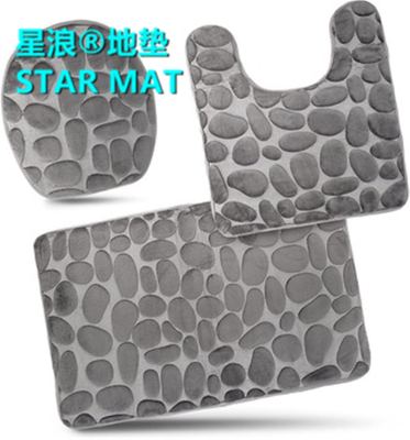 STAR MAT bathroom three-piece floor mat 3PCS SET sponge 3D hd printing three-dimensional carpet