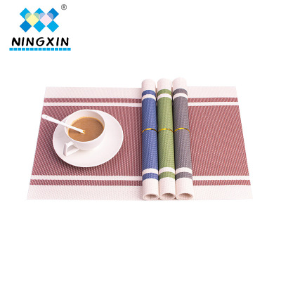 Placemat PVC Textilene Placemat Color Matching Simple Western-Style Placemat Striped Square Non-Slip Mat Heat Proof Mat Exclusive for Cross-Border