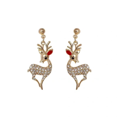 South Korea Dongdaemun S925 Silver needle Moose diamond- Encrusted Earrings Christmas Sika deer creative lovely exquisite Earrings female