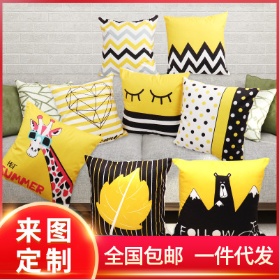 To customize pillow Cases Amazon hot Style Home sofa pillow Cases Linoleum peach leather pillow Household products