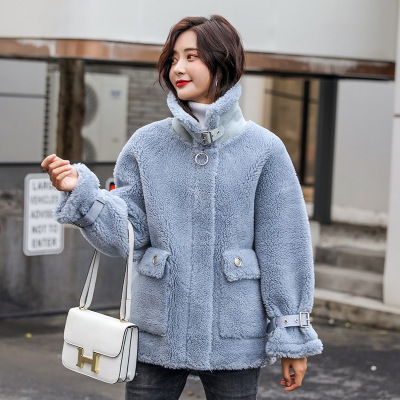 Laboring sheep wool coat female Composite fur one Grain lamb wool fur coat