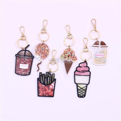 Acrylic Car Keychain Cartoon Cute Pendant Couple Schoolbag Key Chain