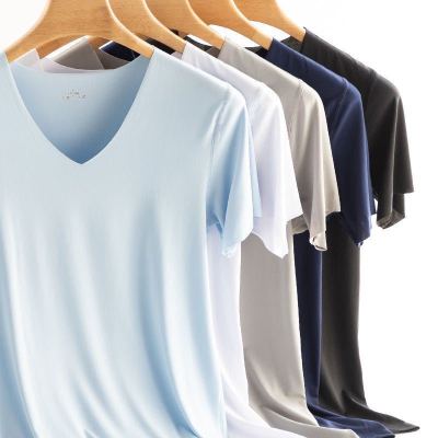 Summer 2020 men's T-shirts Seamless men's short-sleeved High-flapper cut at the will of Pure color and large size men's outerwear trend