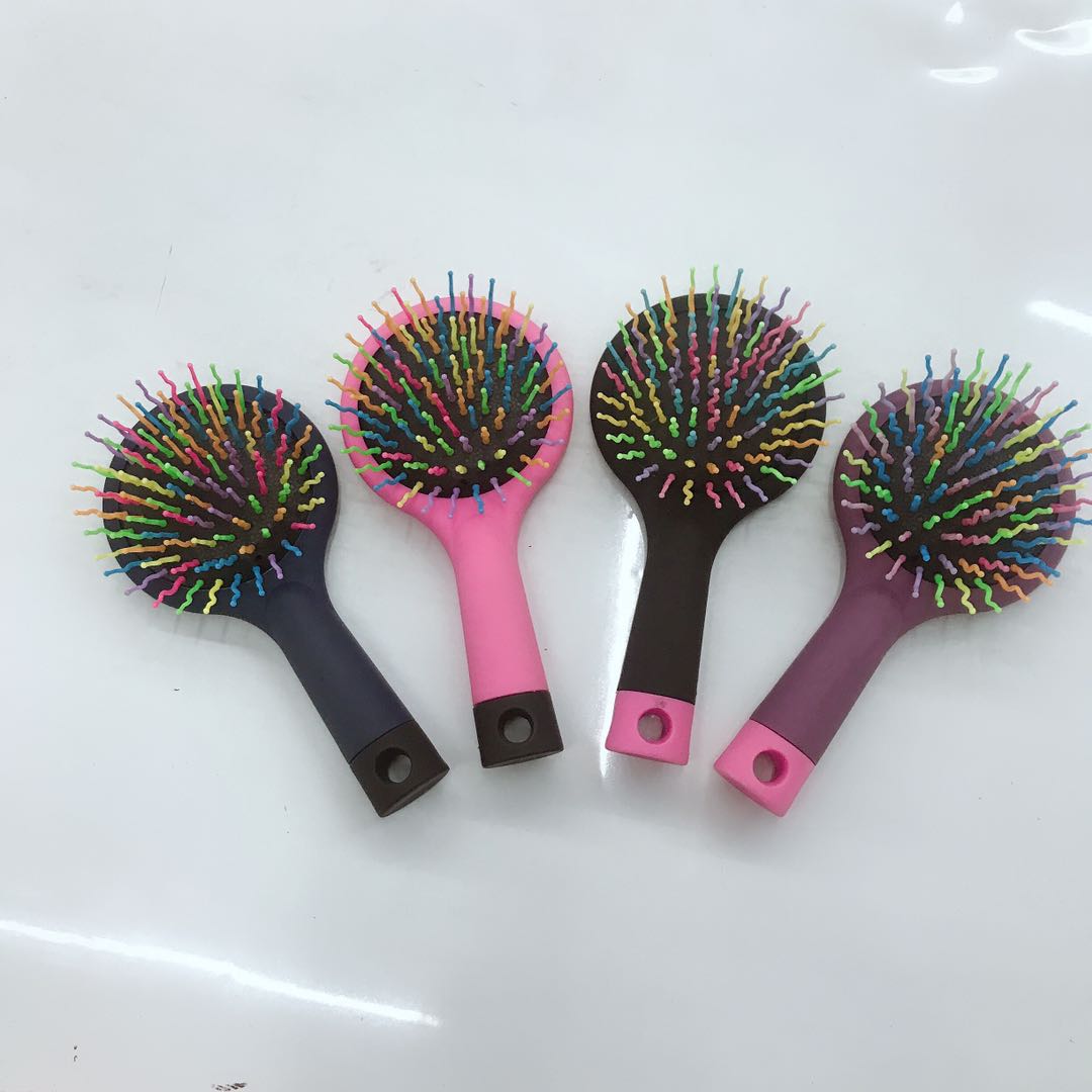隆发salon现货厂家直销儿童梳彩虹梳小圆镜梳子气垫梳