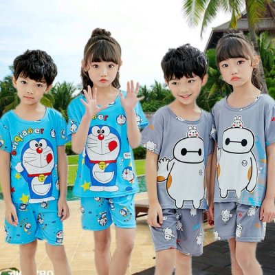 Short sleeved Short sleeve summer boy/girl Cartoon cute Baby Cotton zhongda Children's Home wear suit
