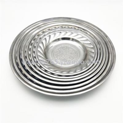 Factory Direct Sales Stainless Steel round Plate Printed Lily Turnip Plate Fruit Plate Dinner Plate