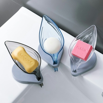 X28-124 Home Bathroom Creative Leaves Soap Box Bathroom Laundry Soap Punch-Free Suction Cup Draining Rack