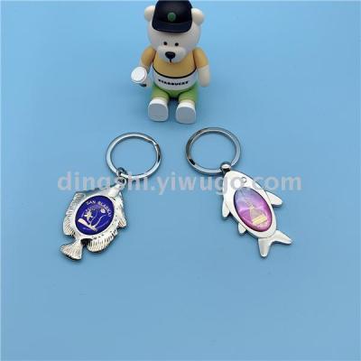 Guangdong Zinc Alloy Key Ring CD Pattern Craft Metal Keychains Fish-Shaped Keychain Customizable Logo