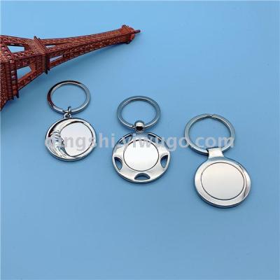 Guangdong Zinc Alloy Key Ring Metal Keychains Small Pendant round Single-Card Keychain with Customized Logo