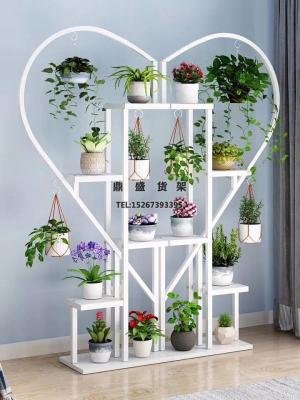 Multilayer household wooden flower shelf iron flower  display shelf 