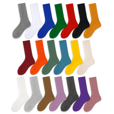 JK Autumn double needle socks female Japanese cotton uniform solid color cotton pile of socks wholesale manufacturer