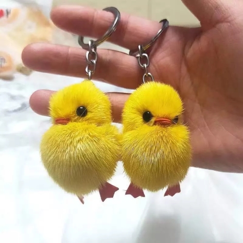 new duck pendant real fur cute mink little duck mini pendant keychain leather hanger stall hot sale