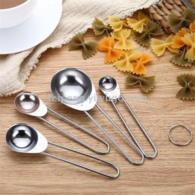 Quantity of stainless steel spoon, 5 suit baking tools kitchen household scale metrological measuring spoon