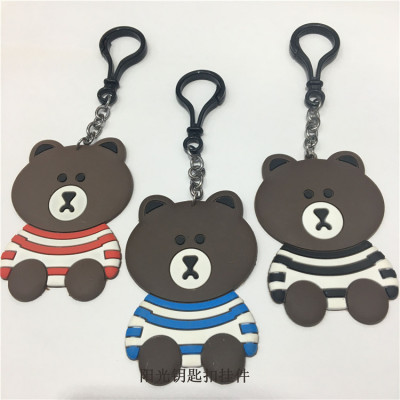 PVC cute cartoon bear doll key pendant custom soft plastic cartoon dolls key pendant can be customized