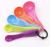 The Amount of colored plastic run measuring cup set size flour measuring spoon set