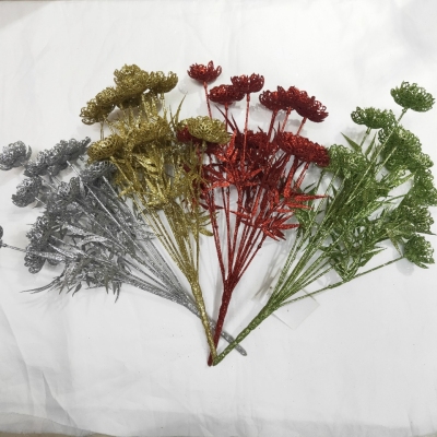 12 Fork with glitter powder manufacturers selling Christmas Festival cuttings European artificial plant flowers