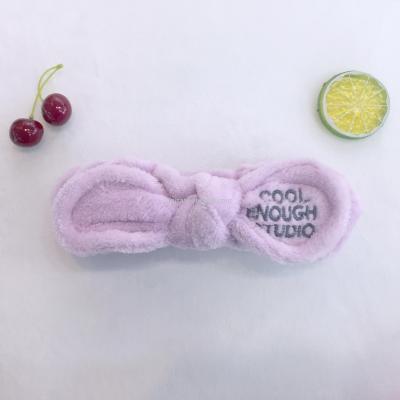 Korean Style Bowknot Letter Washing Face Hair Band Headband Thickened Flannel Cute Cute Makeup Headband