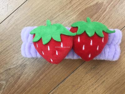 Korean Simple Cute Two Strawberry Flannel Headbands