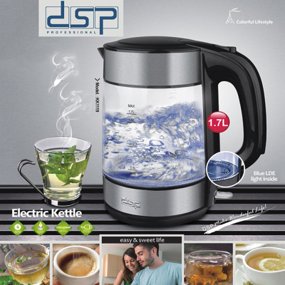 DSP large capacity 1.7L glass electric kettle high borosilicate glass electric kettle automatic power off with lamp