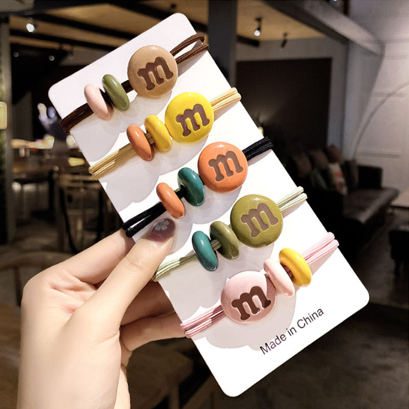 创意m豆糖果色扎马尾橡皮筋发绳简约网红绑发发圈头绳皮套发饰女