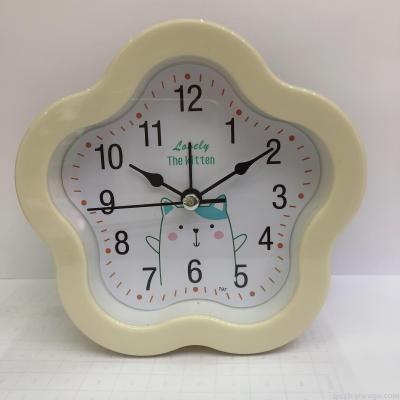 Plastic Personalized Cartoon Alarm Clock Candy Color Gift Children's Desk Clock House Square round Plum Blossom