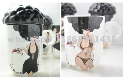 Color changing mug creative ceramic coffee mug with lid Sexy Goddess mug ceramic water mug cup