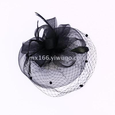 New Black Cambric Corsage Veil Headdress Handicraft Fashion Minimalistic Headdress Factory Spot Direct Sales