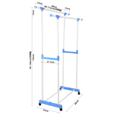 The tw-006 iron paint single and parallel bars floor drying and outdoor balconies can be mobile air drying rack direct sale