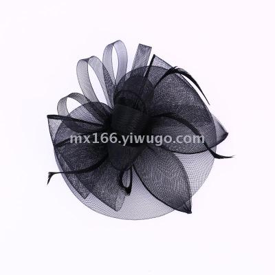 New Black Classic Retro Veil Top Hat Mesh Bow Flower Dance Party Hair Accessories Exaggerated Western Style