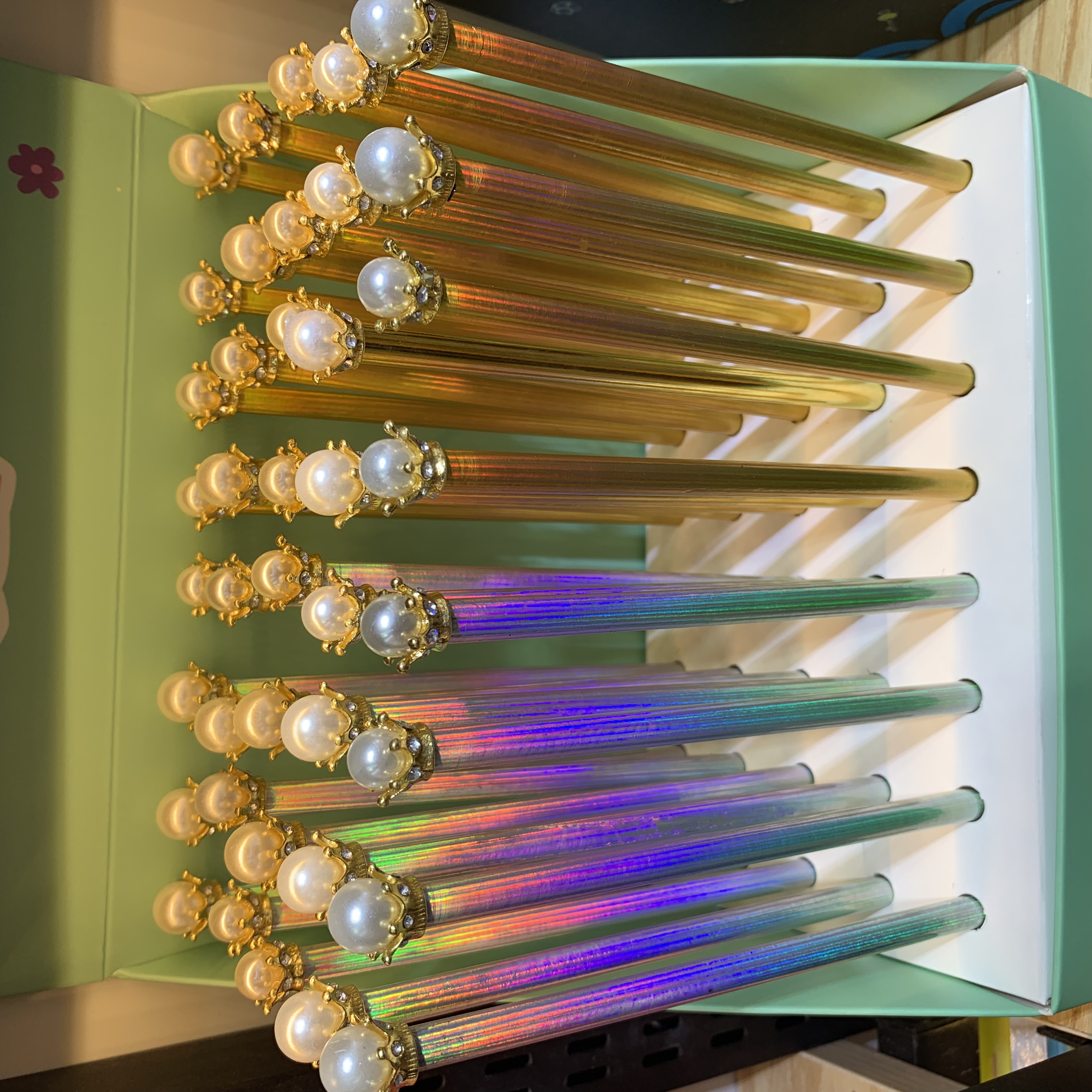 黑木金色银色镭射铅笔珍珠皇冠铅笔可定制logo